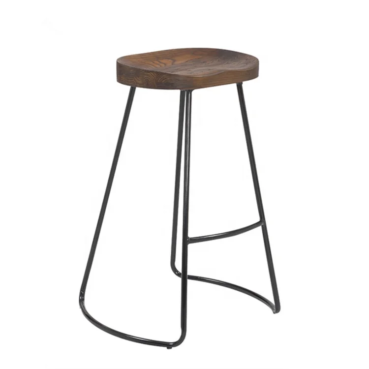 SM-1090W Vintage Tractor Bar Stool Retro Barstool Industrial Dining Chairs 65cm Wood