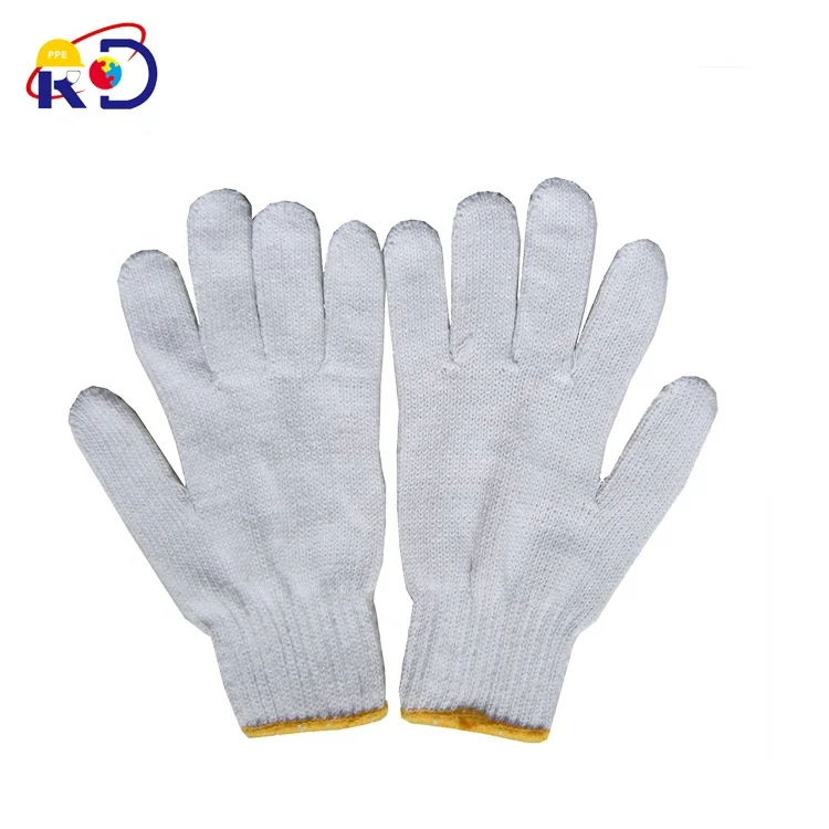 Bleached white cotton string knit glove