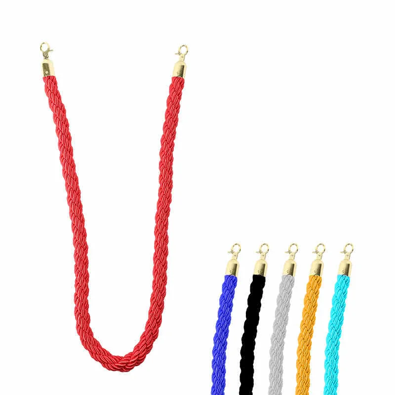 Red Rope Stainless Steel Gold Stanchion with Ball Top Red Crowd Control Barrier