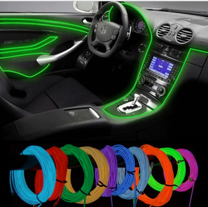 2.3mm 5 meter EL wire Neon rope craft light strip low price cuttable Interior decoration atmosphere light for car using