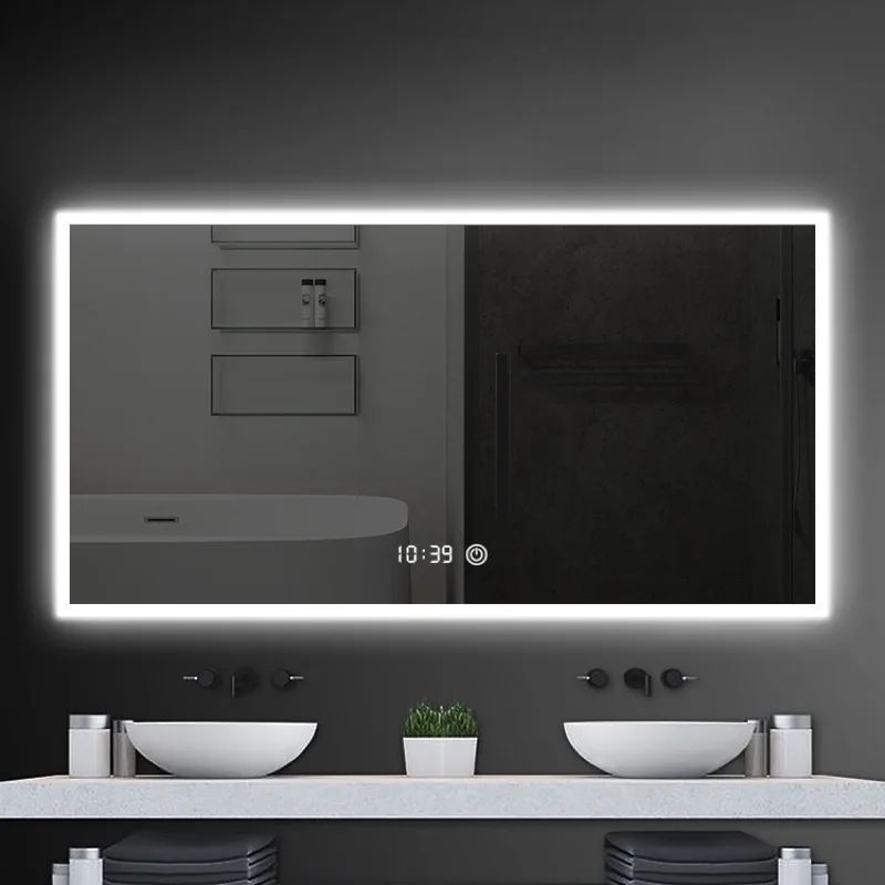 Luxury Smart Bathroom Mirror Silver Vanity Mirror with LED Waterproof and Antifog Easy Hanging for Apartments