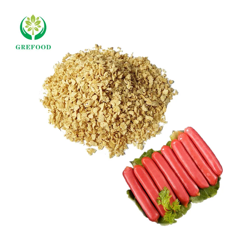 Raw materials for canned products Crimson TVP low fat Textured vegetable protein 55% protein vegetarian meat cheap soy protein