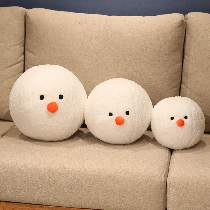 New White Snowball Doll Snowman Throw Pillow Snowman Plush Toy Pendant Cartoon Christmas Gift Soft Throw Pillow Sofa Cushion
