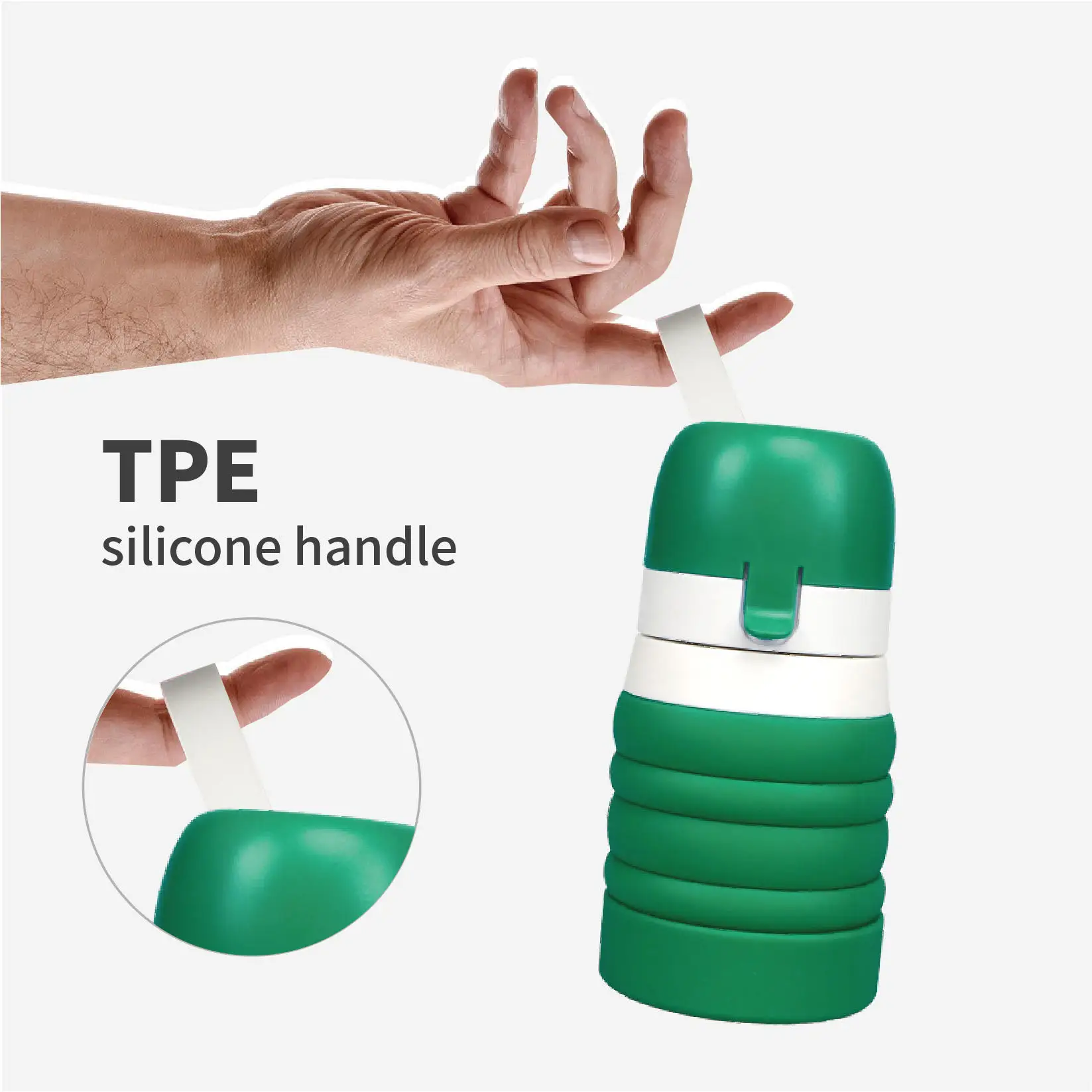 Collapsible Water Bottle 17oz Flip-Top Lid | Ultra-Packable Travel-Friendly Food-Grade Silicone