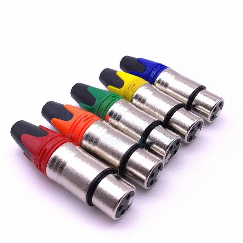 Цветной conector xlr 3 pin dmx hembra Красный Оранжевый Зеленый Синий Желтый macho p разъем штекер