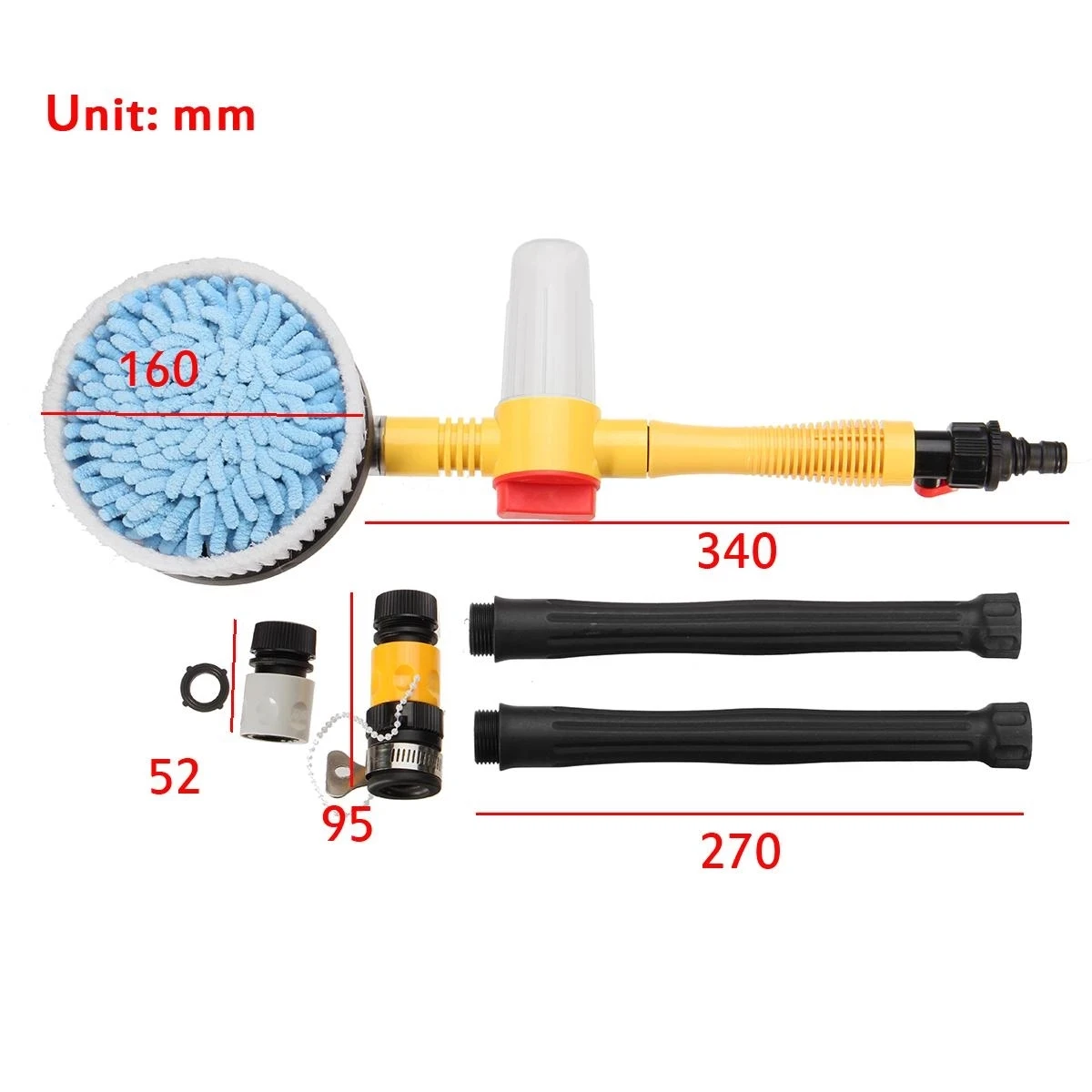 Universal High Pressure Automatic Rotating Portable Foam water Wash Spray Brush car washer for cleaning with foam pot
