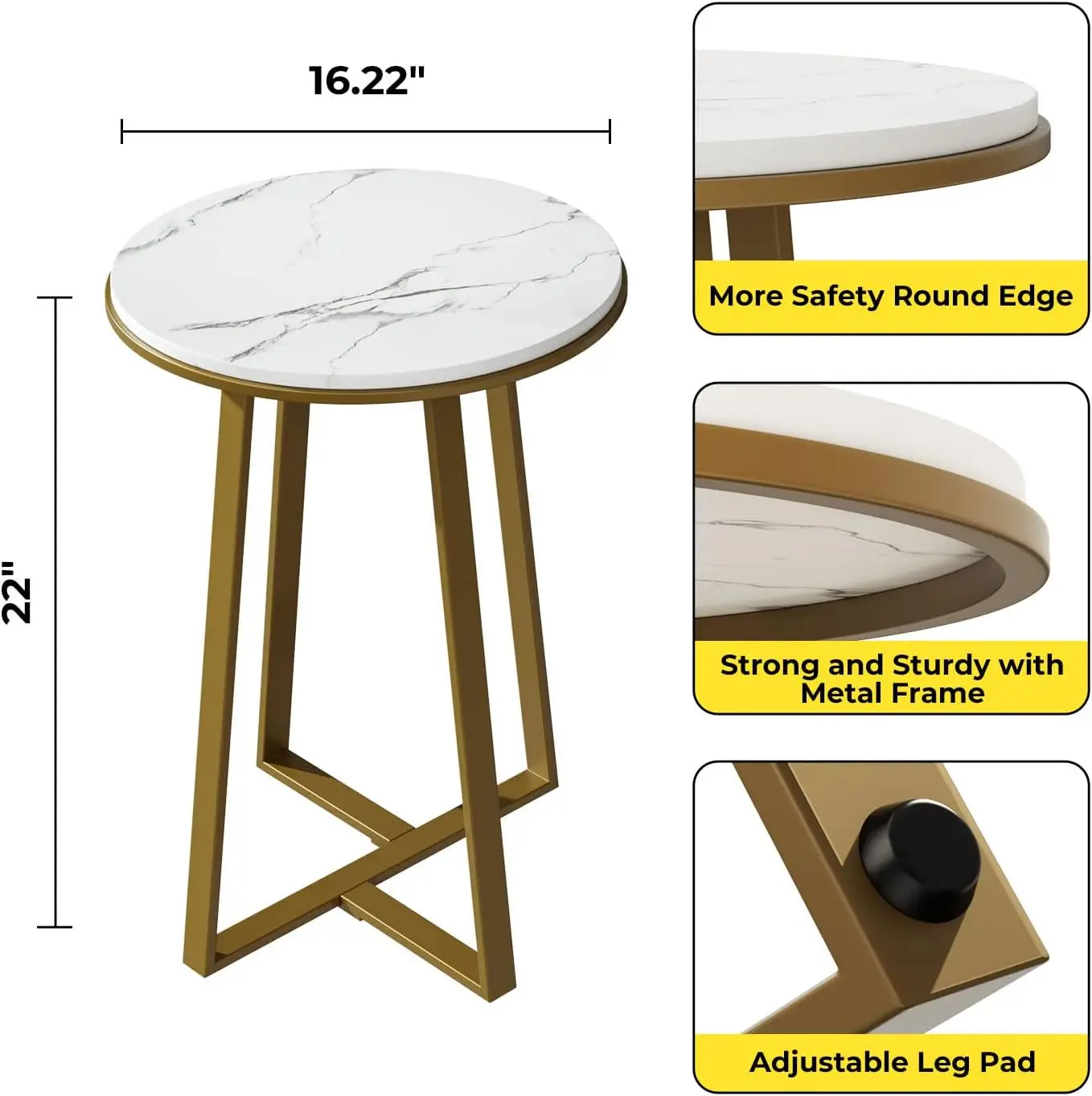 Space saving home decoration black round small coffee table modern living room furniture side table