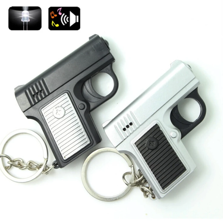 New Promotional Children Toy Plastic LED Hand Gun Keychain with Light and Sound Guns And Weapons Army Keyring light