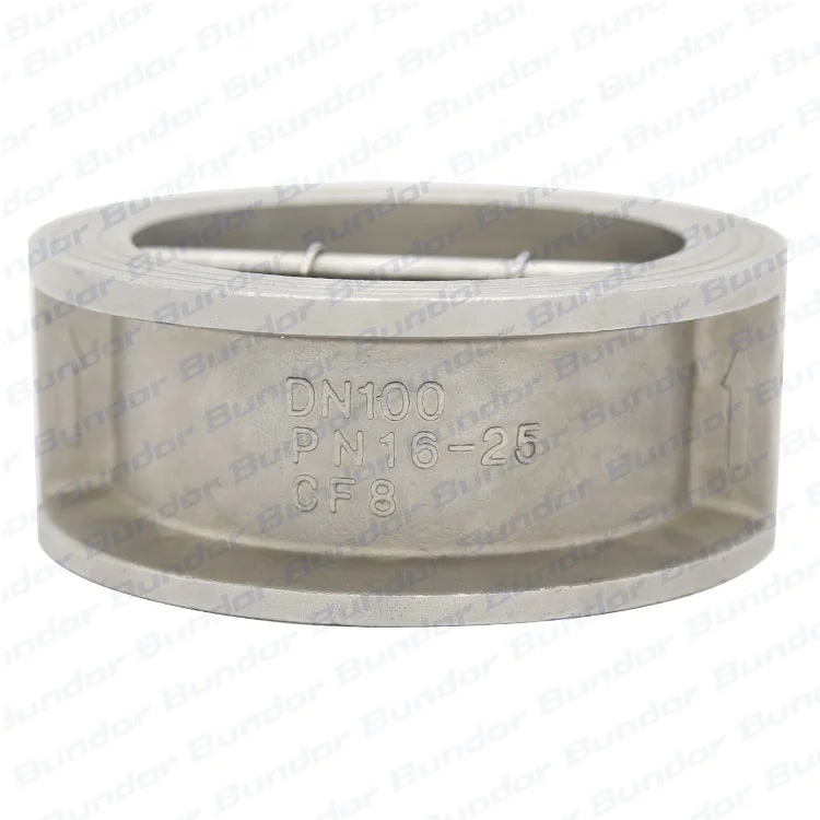 Bundor ss 316 stainless steel non return valve 1.6Mpa dual plate 4 - 6 inch 100mm check valve
