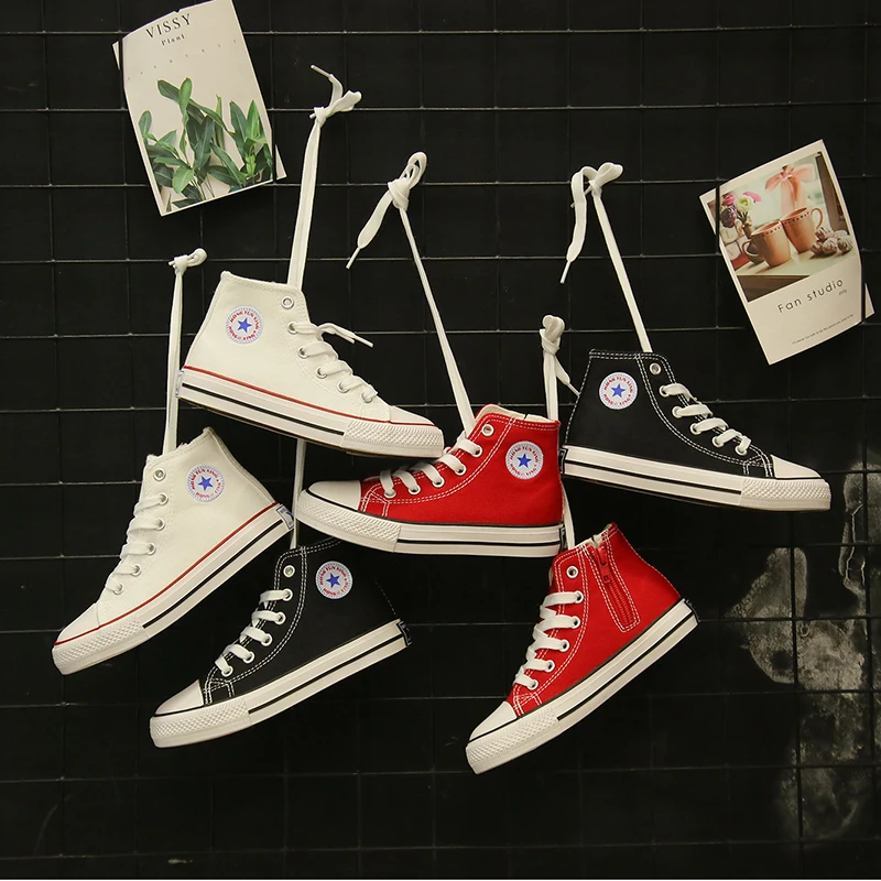 
Shoes For Girl Baby Sneakers 2019 Spring Fashion High Toe Kids Canvas Shoes Children Classical Girls Canvas Shoes 