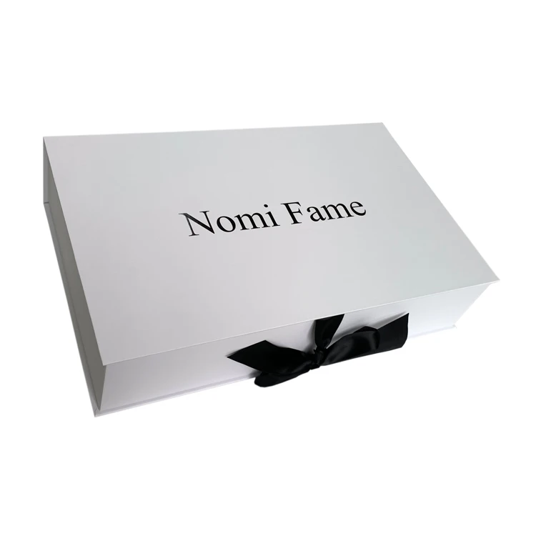 
Hair Packaging Boxes Luxury Custom Cardboard Gift Paper Packaging Luxury Apparel Boxes White Wig Storange Container With Ribbon 