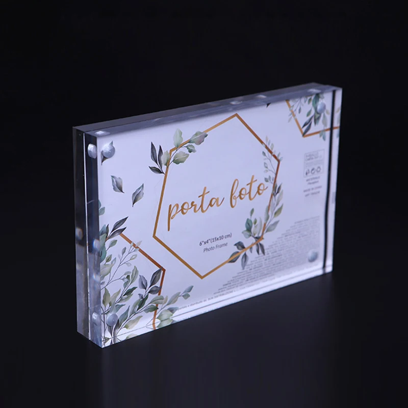 Custom Sizes Double Sided Rectangle Block Transparent Clear Magnetic Picture Frame Acrylic Digital Photo Frame