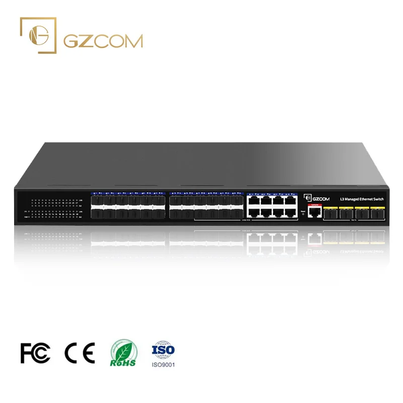 Factory Supply 10G Network l3 manageable 24 sfp port and 4 combo port 3 layer 24 sfp Port Ethernet Switch