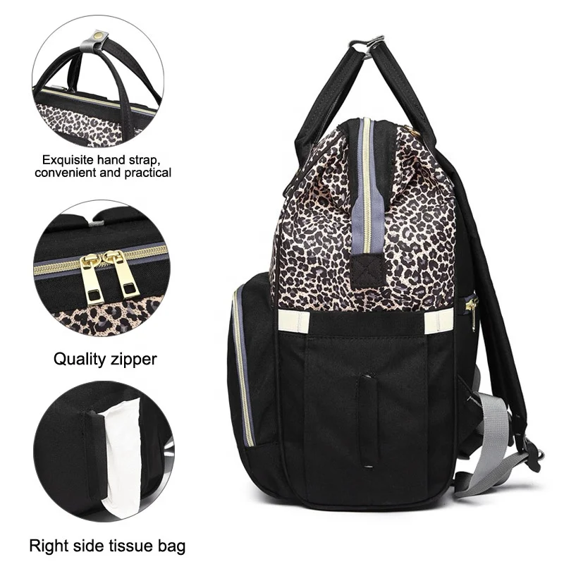2021 fashion multi-function large capacity leopard print Maternity Nappy Bag elegant diaper backpack baby