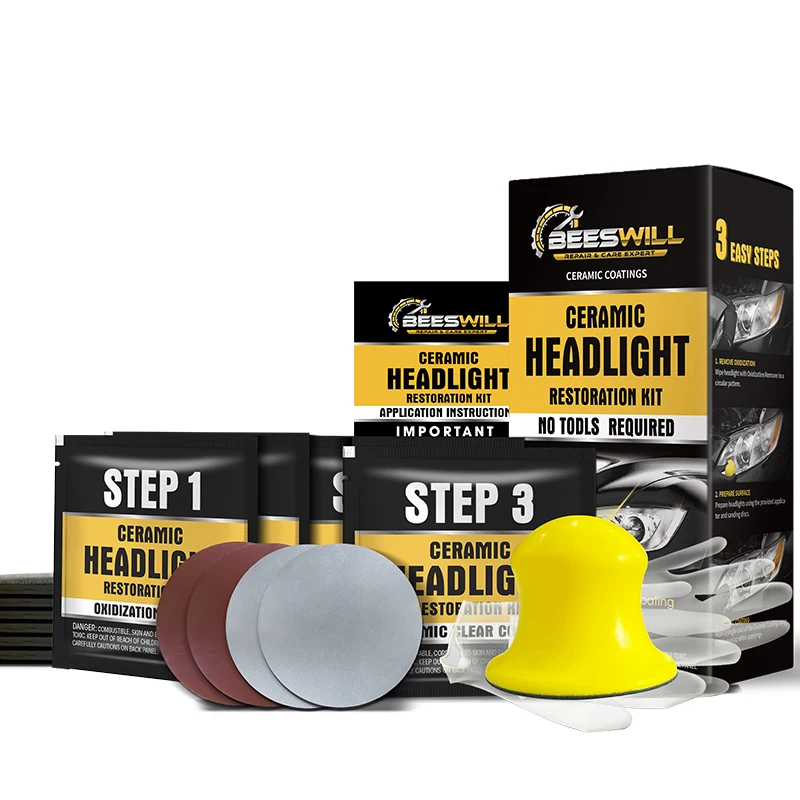 Ceramic Coating Car Polymer Headlight Restoration Kit Polymer Remove Lens Yellow Foggy Ceramic Coating Anti-UV