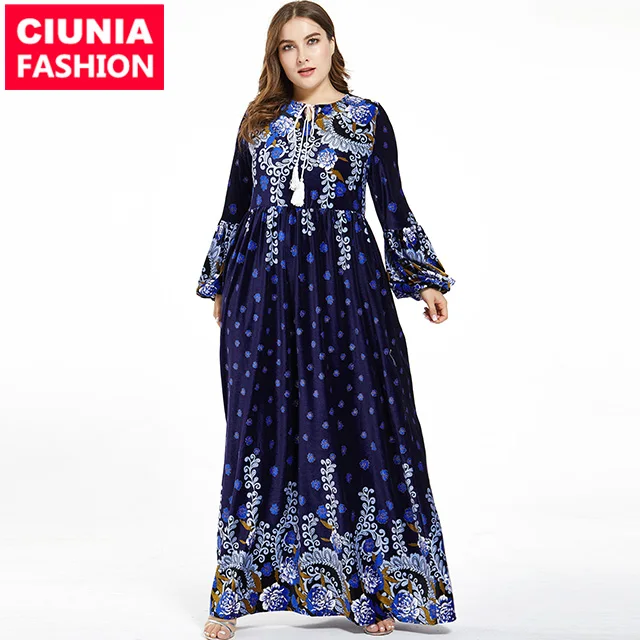 6245#Fashion Modest Chic Fashionable Velvet Fabrics Online Morocco Islamic Clothing Muslim Dress  Islamic Abaya Plus Size Dress