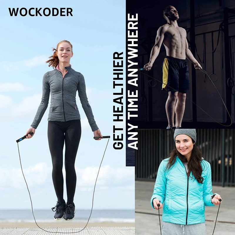 
Calorie Counter Jump Rope Digital Weighted Counting Speed Skipping Rope Adjustable Cordless Jumping Rope with Time Setting 