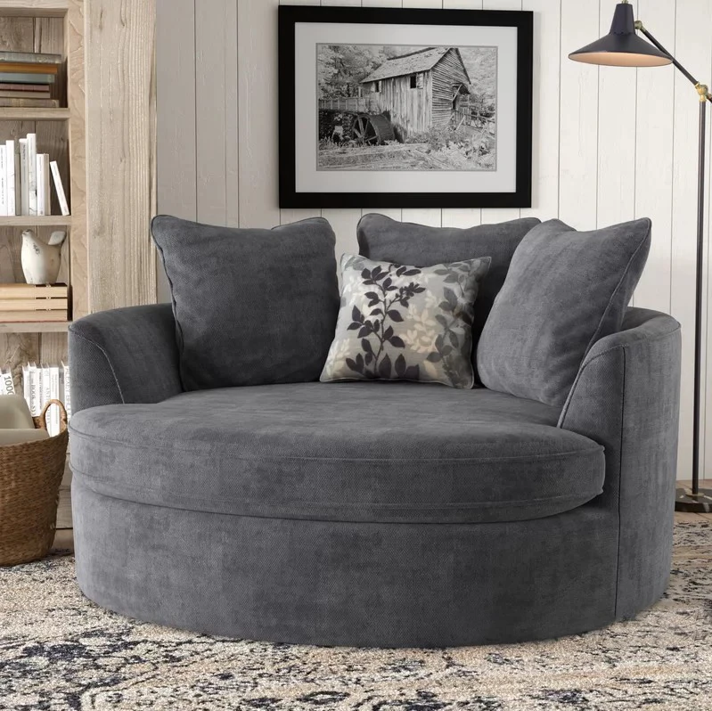 Round MIcrofiber Fabric Sofa Living Room Sofa Set Furniture Solid Wood Frame Stainless Steel Base Luxury Single Seat Velvet Sofa