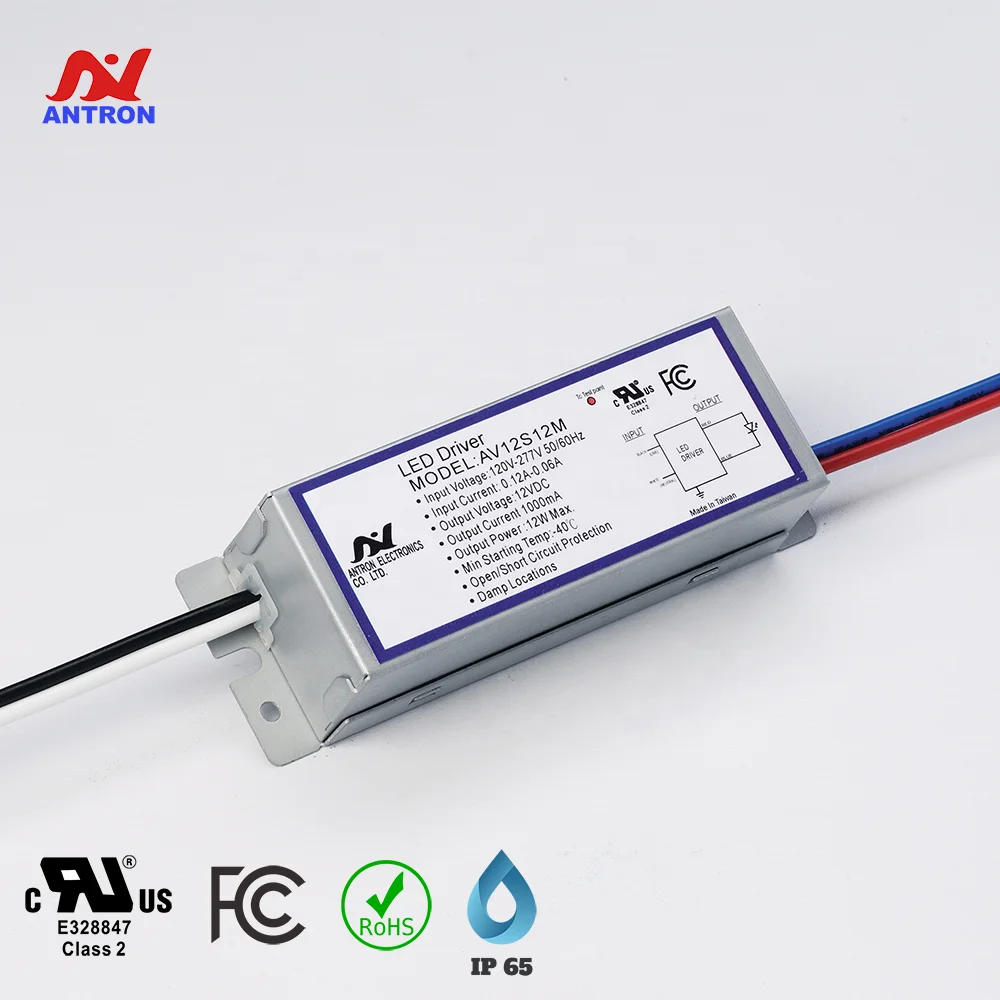 347Vac 20W LED Driver 12v Slim UL Damp Location