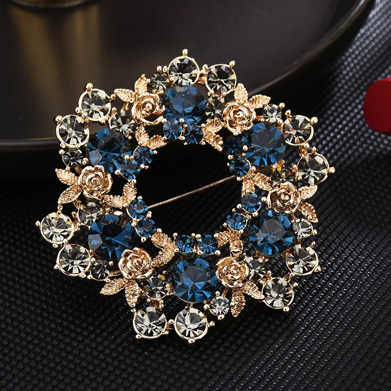 Austrian crystal High Quality 18k gold  Plating 3D metal  rose Flower brooch