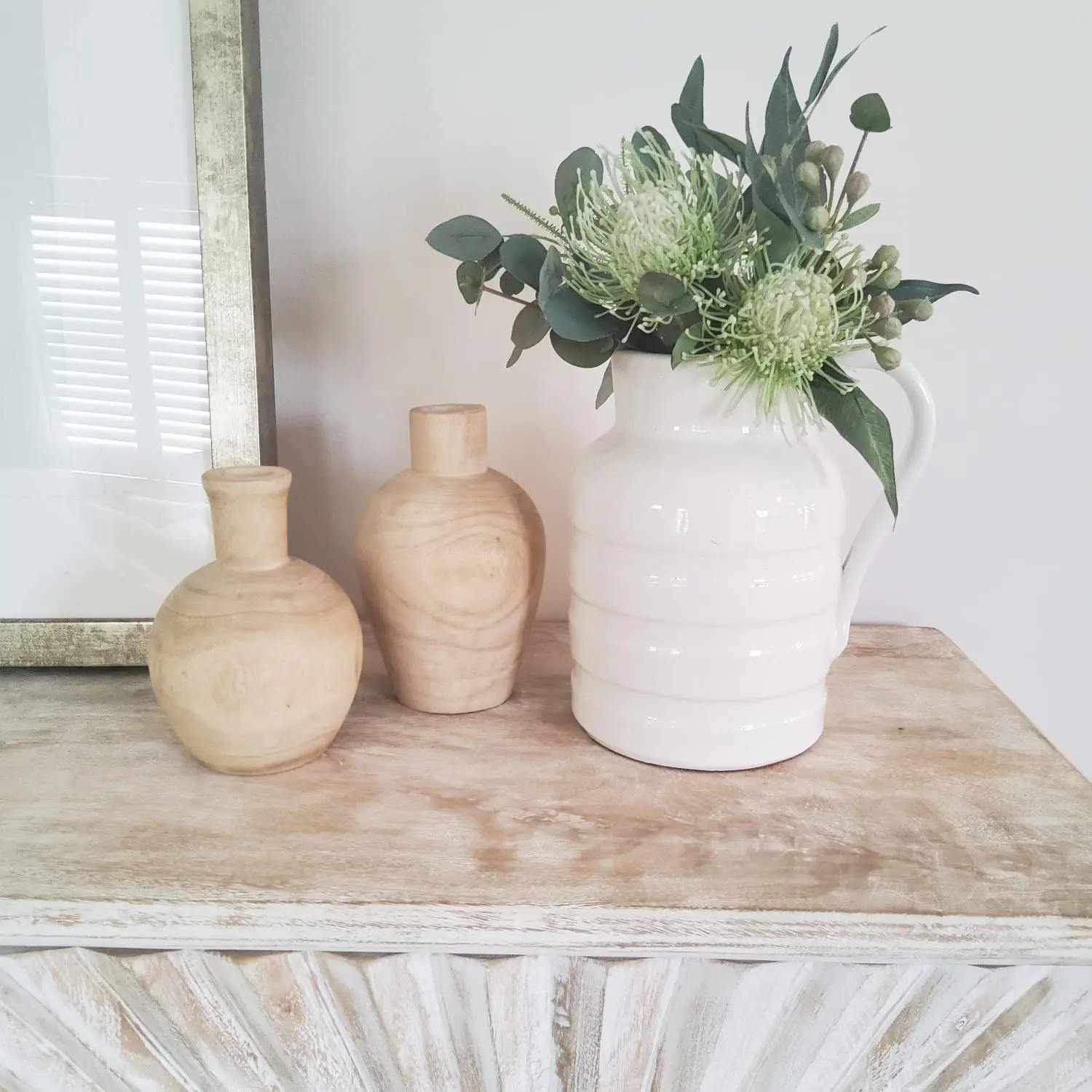 Деревянная ваза в стиле бохо, набор из 2 ВАЗ, деревенские вазы для декора гостиной