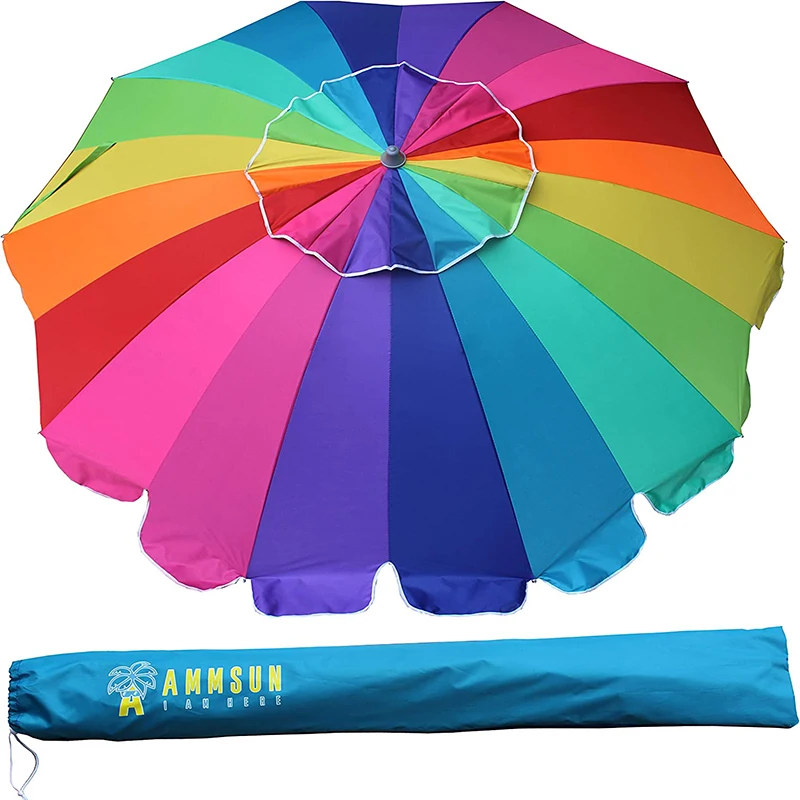 Sombrillas Playas 7.5 Foot Heavy Duty HIGH Windproof Beach Umbrella With Custom Logo 10FT Outdoor Garden Umbrellas Patio