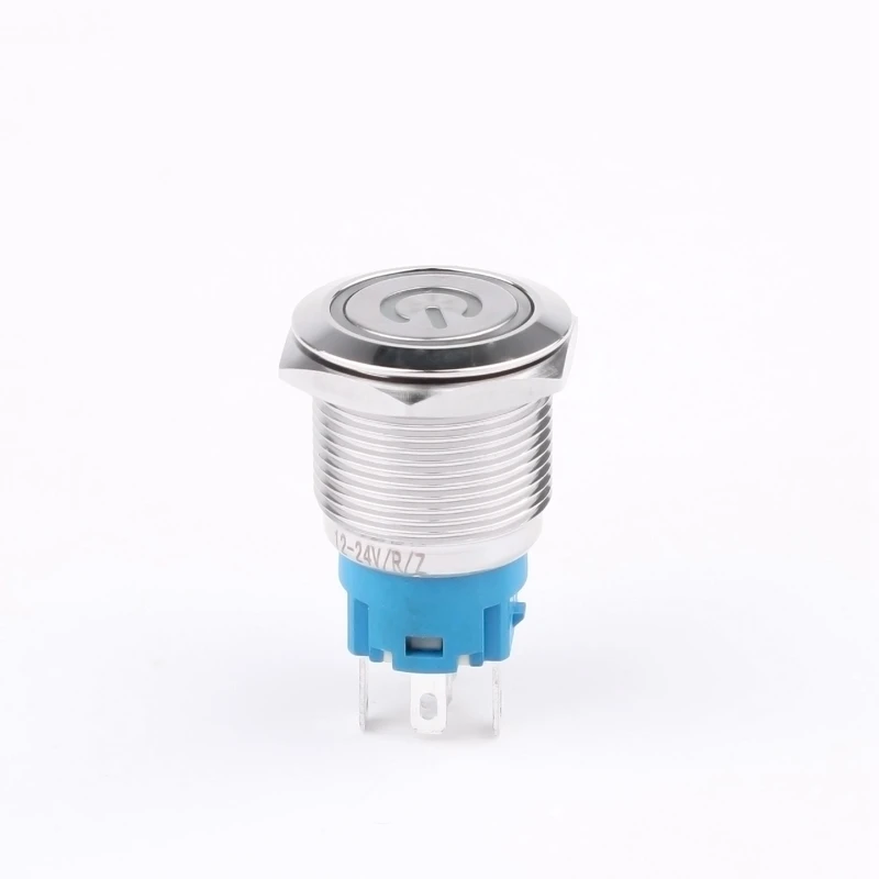 5 Pin Terminals Stainless steel/Brass nickelage power light  19 mm  push button switch