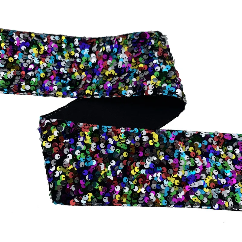 latest 25yard  rose gold  silver blue colors sequin ribbon 3 inch velvet sequin ribbon with sequin