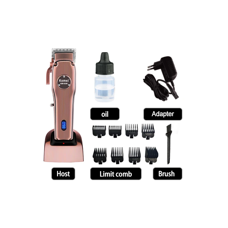 Kemei KM-9350 Electric Charging Liquid Crystal Display Electric Hair Clipper Razor With Charging Base Trimmer