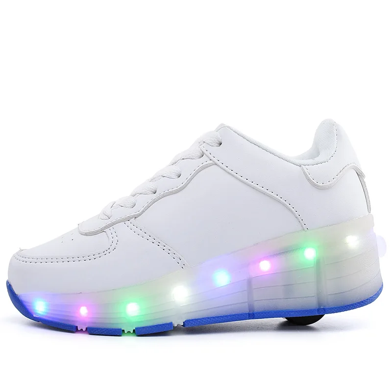 New Style Flash LED Light Up Roller Skate Shoes Unisex Kids Footwear Casual Running Shoes