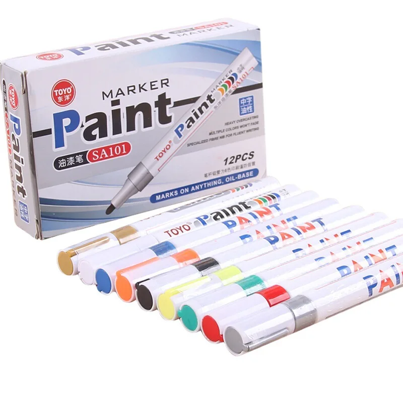 Logo Printed Custom Oil Based Permanent Paint Markers Waterproof Paint Pens Set for Rocks Glass Metal Ceramic Wood Car Tyre Tire