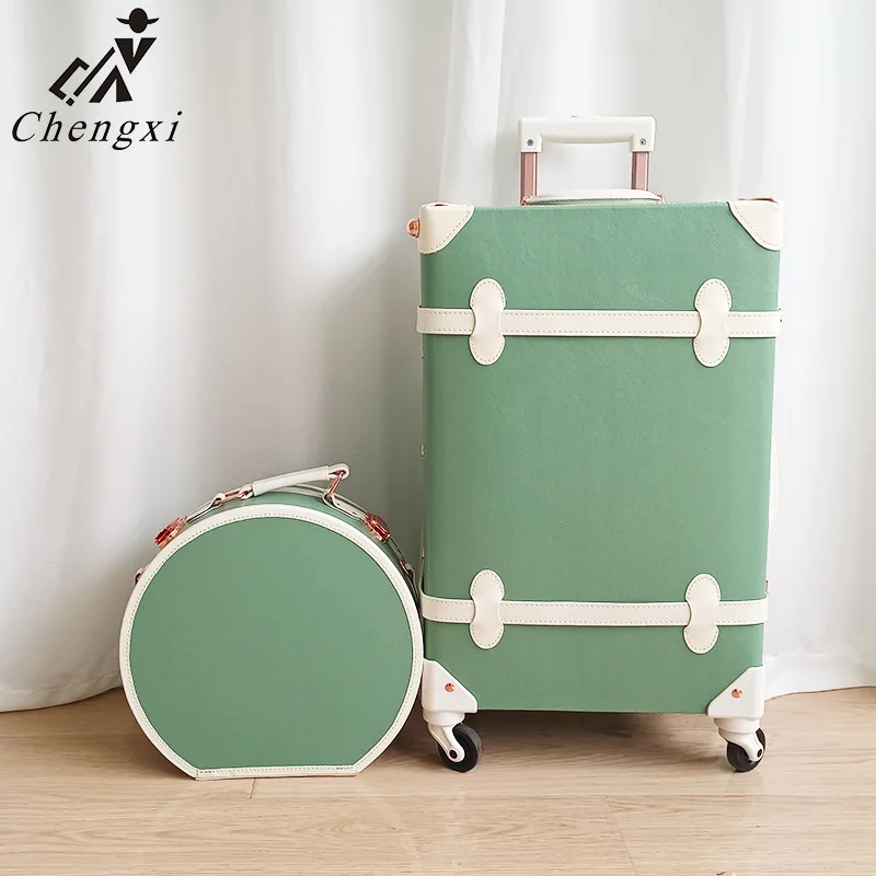 20 Inch Retro Universal Wheel Pull Rod Unisex TSA Latch Boarding Suitcase Multifunctional Mini Makeup Bride Price Box Lock