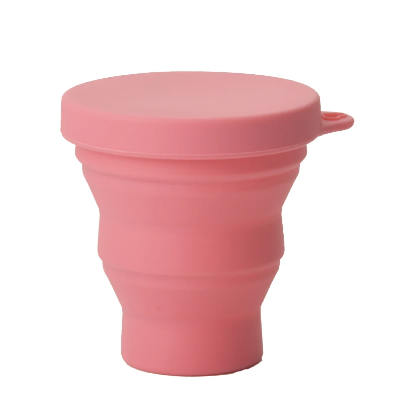 high quality LFGB Certified Portable Food Grade Silicone Cup With Cover For Travel water glass kitchen tableware