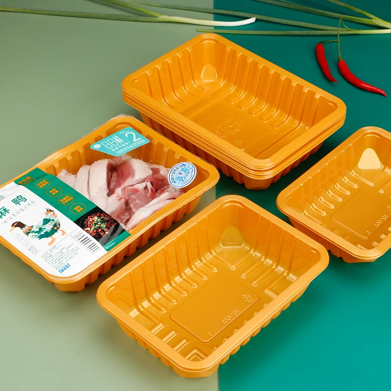 Wholesale cheap price high quality disposable yellow PP plastic tray utility box for meat fruit vegetables package