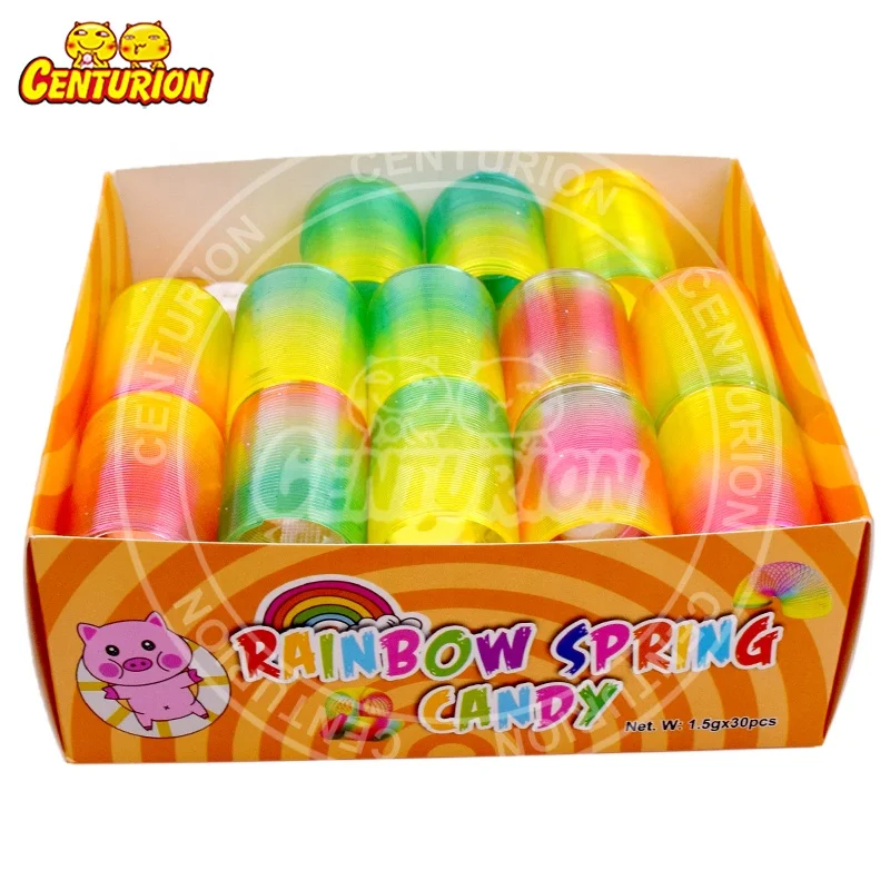 Toy candy kids plastics rainbow spring toy with whistle candy