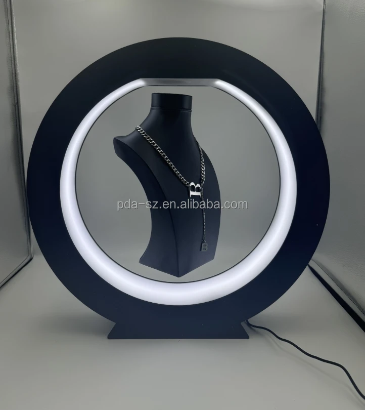 Customize Auto Rotating Magnetic Suspension Levitation Pop Jewelry Necklace Diamond Display Racks for Store