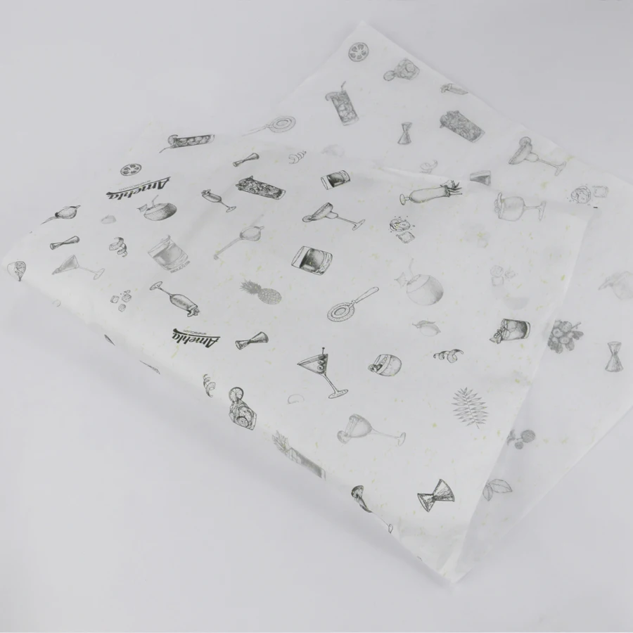 custom logo hamburger packaging grease proof tissue paper sandwich wrapping greaseproof shawarma food grade wax paper