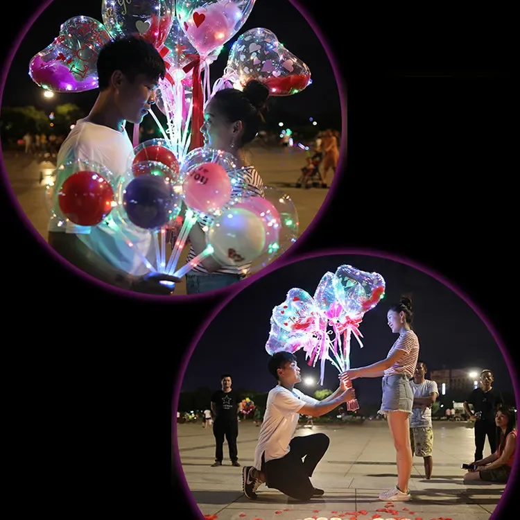 Colorful Light Party Decorations LED String Heart Shape Bobo Balloon Edding Decoration Bubble Balloons