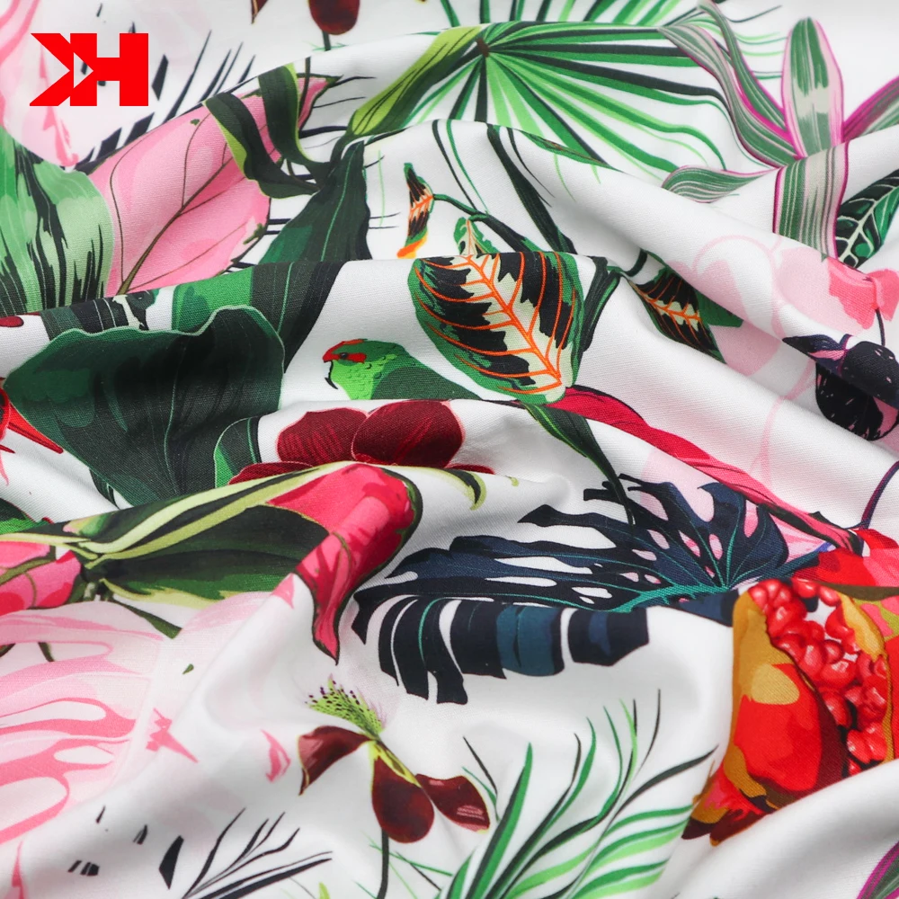 hawaii design custom printed 100 cotton stock poplin fabric for t shirt cotton