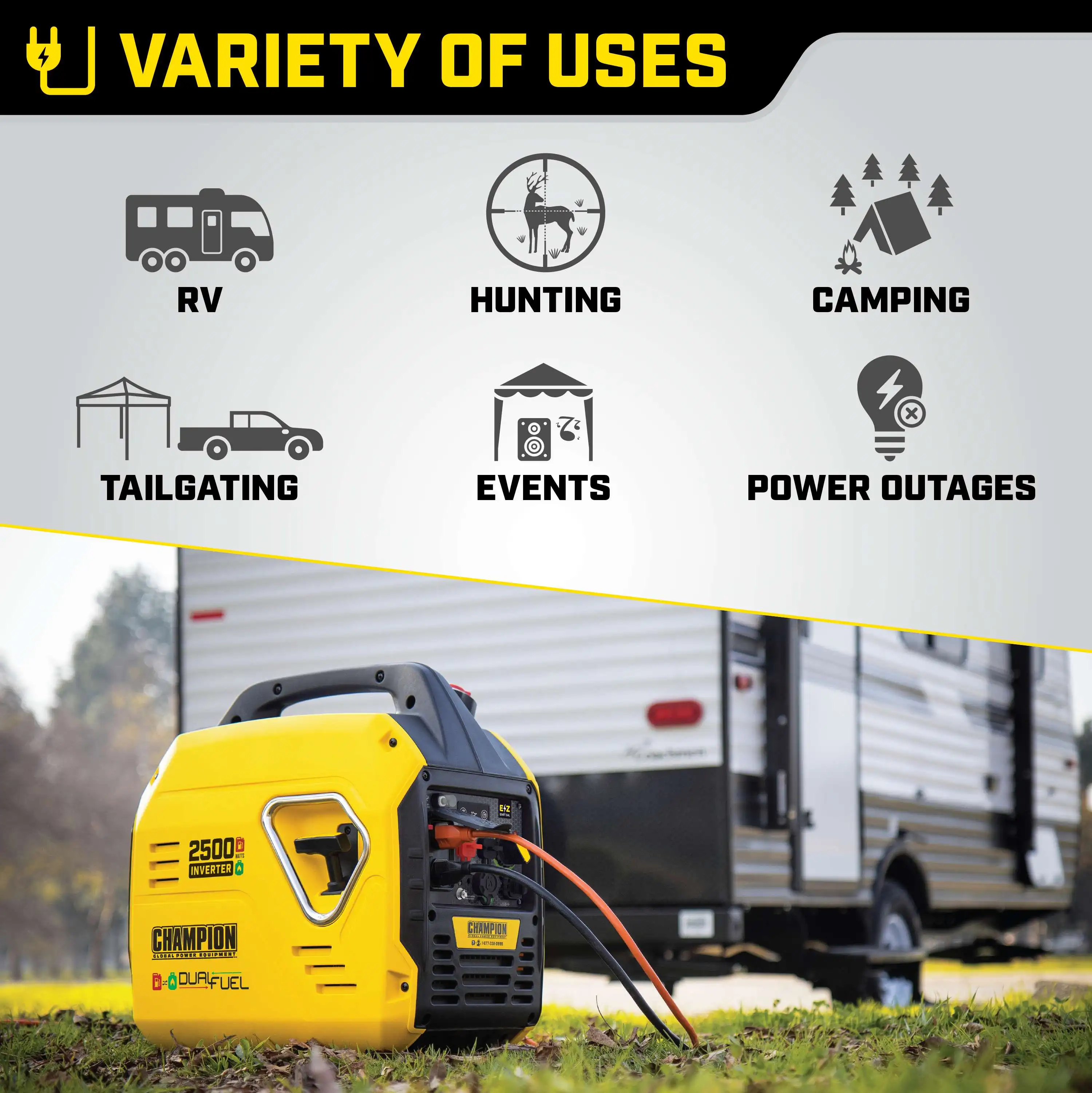 Champion 2500-Watt Ultralight Portable Dual Fuel Inverter Generator