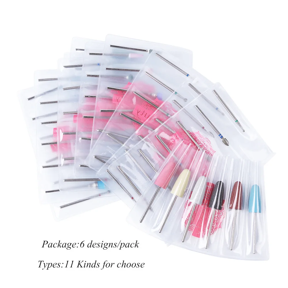 6PCS  Tungsten Steel Pedicure Tool Carbide Metal Grinding Electric Nail Art Drill Bit Set