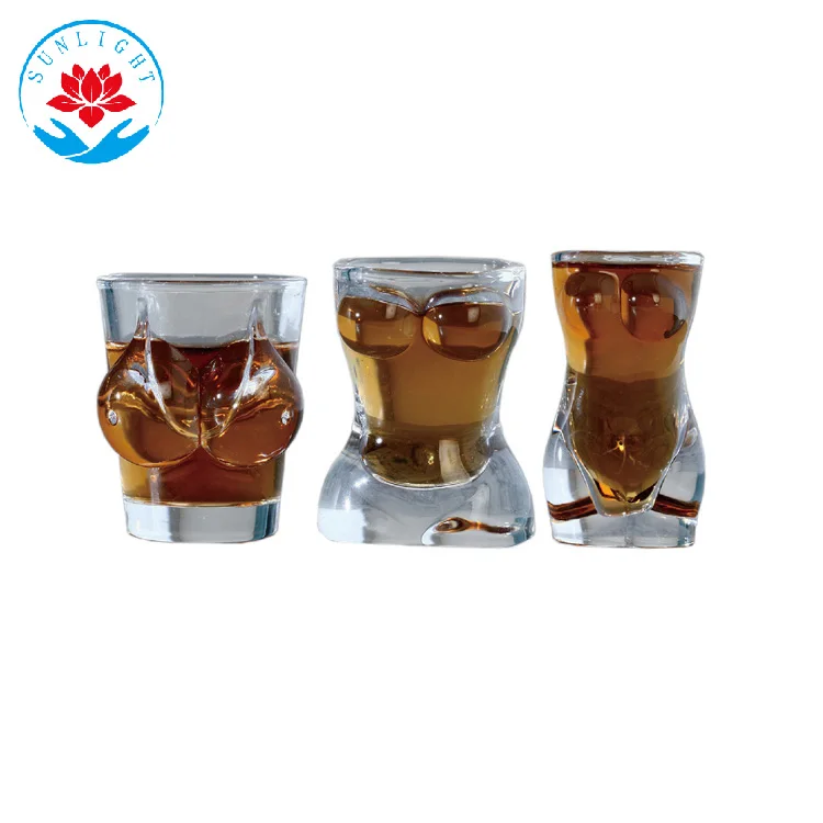 Factory  Price  Sexy Woman Shaped Beer Glass 26ML 55ML Female Body Shape Beer Glass With Custom Color