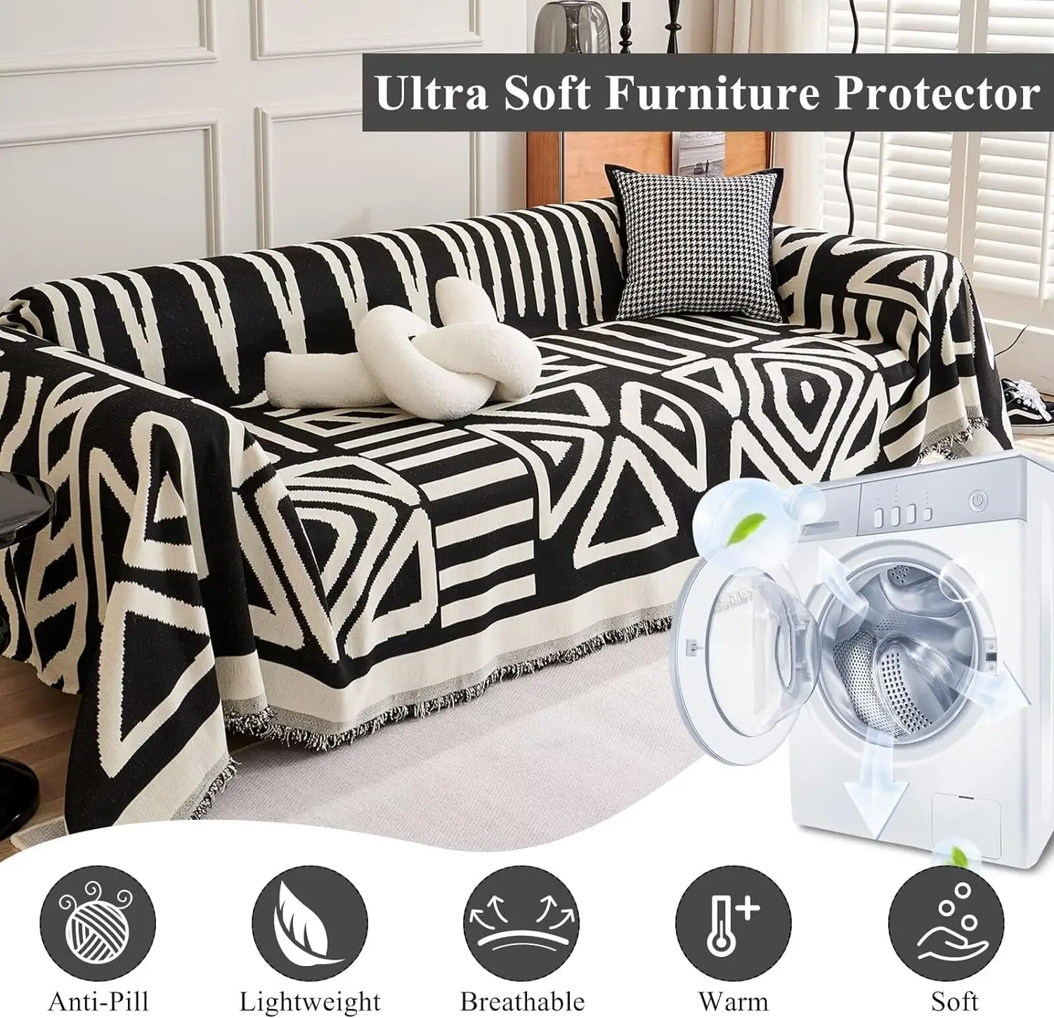 Washable 3 Cushion Couch Beige Chenille Sofa Slipcover Couch Covers for Sectional l Shaped Couch Pets Protector Furniture Covers