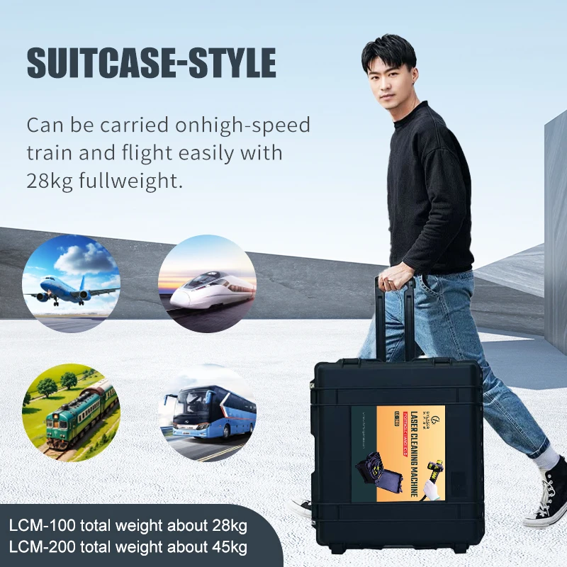 Portable suitcase Pulse Laser Cleaning Machine Laser Paint Cleaner for Wood Paint oil rust