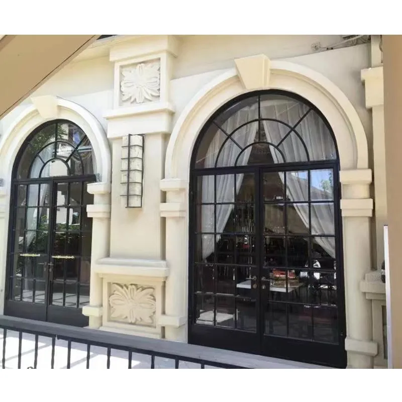 Steel French Villa Arched Door Low E Glass Casement Doors
