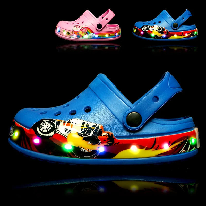 
Fashion Trend Eva LED Clogs Customized Comfortable Best Kids Slippers Girls Sandals Kids Light Up Croc Shoes 