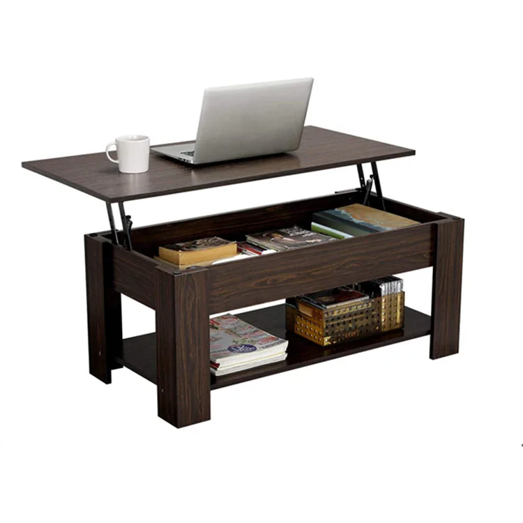China Modern Multifunction Adjustable Pop-up Center Wood Extendable Lift Up Top Coffee Table