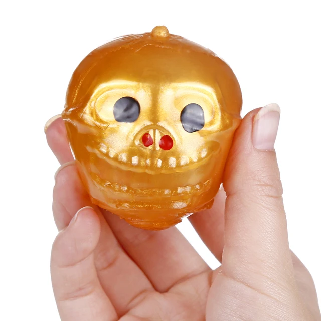 High Quality Promotional Novelty Design Environmental-Friendly Colorful TPR Squeeze Skull Splat Ball Toys