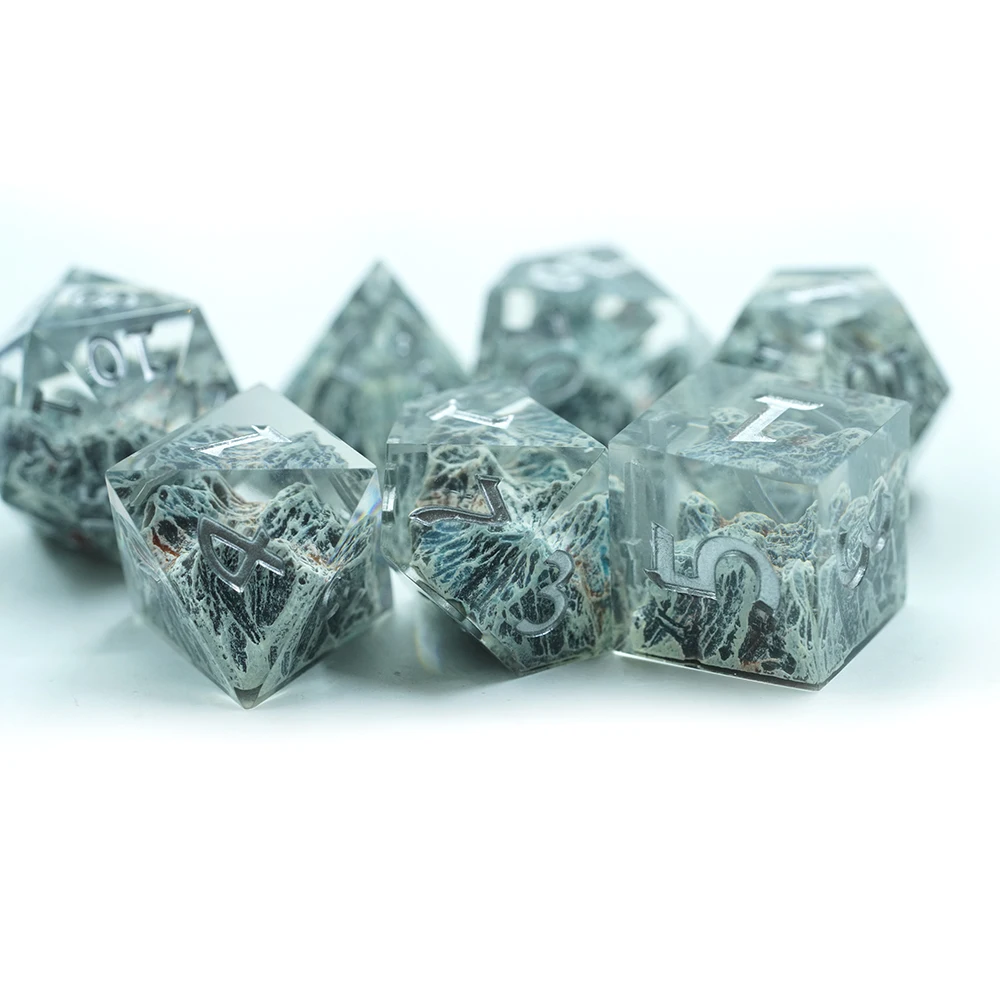 Online Multiplayer Dice Game 16mm 20 Sided Letter Starry Green Blue Polyhedral Dice set Stone Inside