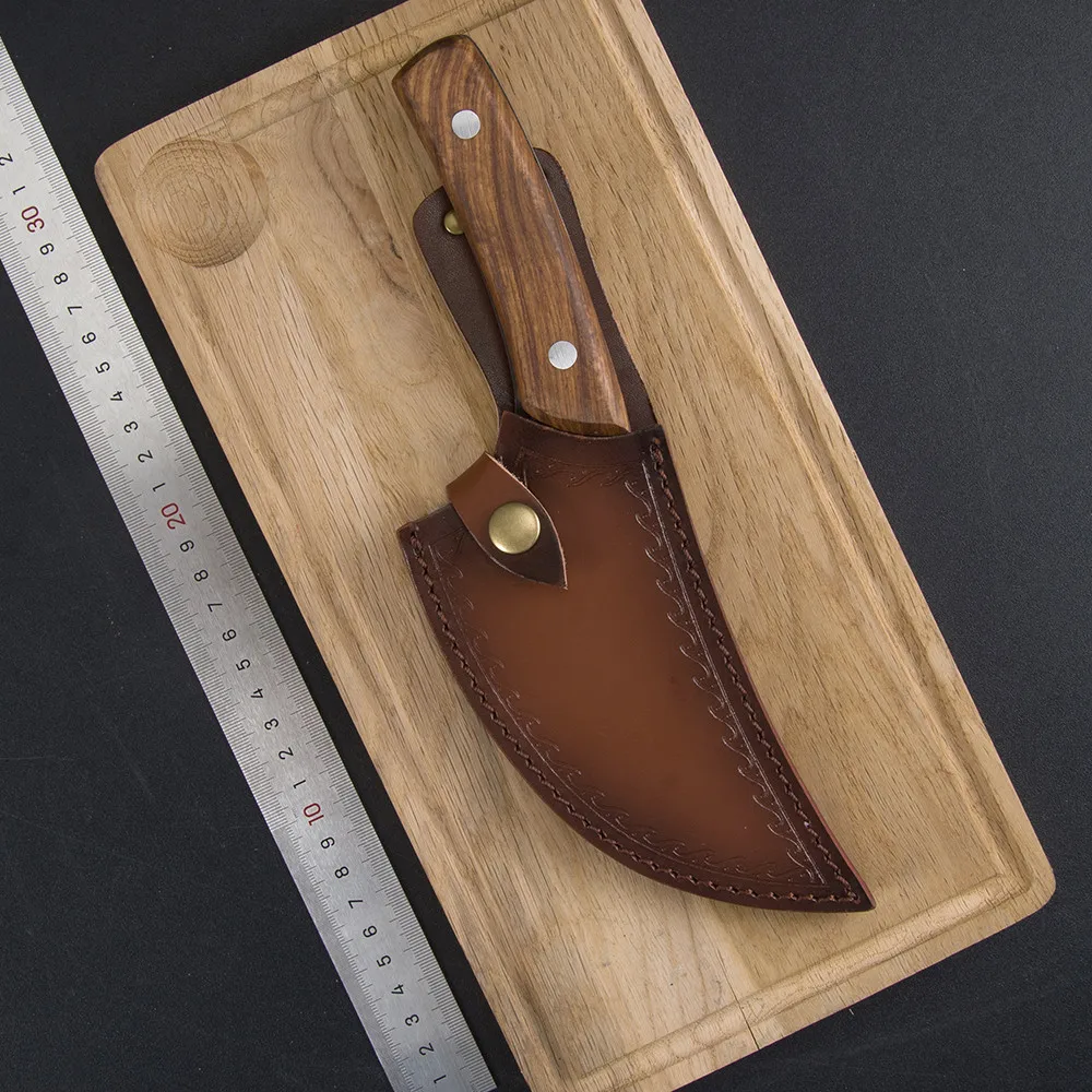 Xingye Yangjiang Factory full tang 5.5 inch hand forged hunting butcher meat cutting knife handmade with leather sheath
